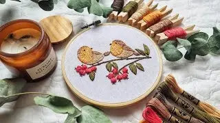 Robin bird hand embroidery pattern | Botanical embroidery | Hand embroidery for beginners