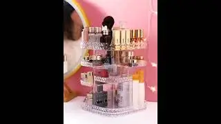 Amazon hot sell transparent acrylic cosmetic storage box 360  Rotating Makeup