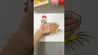 Draw a hen with your hand #drawing #youtubeshorts #art #tutorial #shorts #chicken #howto