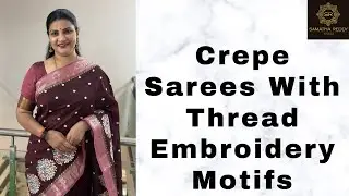 Crepe Sarees With Thread Embroidery Motifs | SamathaReddyStudio 