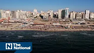 Thousands gather at the Gaza coast due to the electricity crisis and the high temperature
