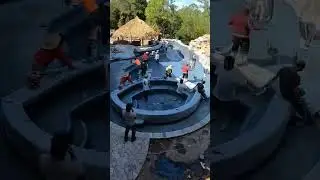 Orlando backyard project with huge waterfall cave being filled up. #poolbuilders #pool #insanepools