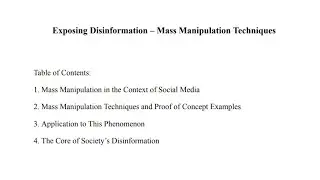 Exposing Disinformation - Mass Manipulation Techniques 