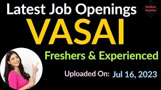 Vasai Jobs | Vasai Job Vacancy | jobs in Vasai Virar | Vasai Job Vacancy for Freshers |Mumbai 160723