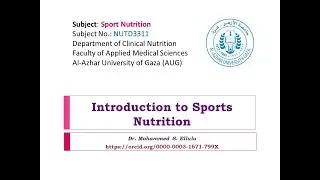 NUTD3311: Ch_1; Introduction to Sport Nutrition