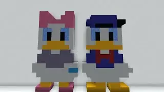 How to build Donald and Daisy (pixel art) - Minecraft tutorial