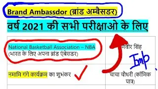 Current Affairs 2021 : Brand Ambassador 2021 | ब्रांड एम्बेसडर Current Affairs 2021 | Saurabh sir
