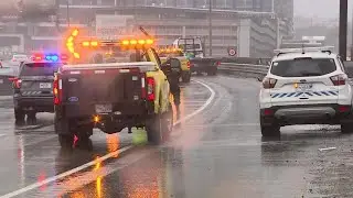Highway sign falls, hits SUV on I-93 in Somerville