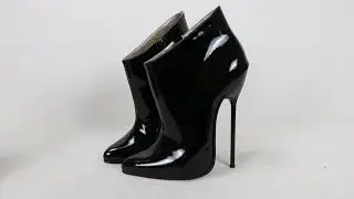 Sorbern 16cm Genuine Leather Wide Ankle Boots Women Metal High Heels Zipper Stilettos