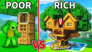 JJ and Mikey: POOR vs RICH TREE BASE BATTLE in Minecraft - Maizen