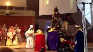 Three Wise Men bring gifts to Jesus