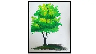 How to paint tree with poster color | tree painting tutorial