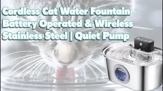 Cordless Cat Water Fountain 3.2L &ndash; Stainless Steel, Battery Operated, Motion Sensor & Quiet Pump