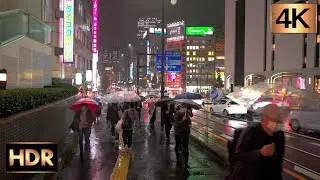 4K HDR 60fps | Tokyo Stormy Night Walk Shinjuku to Harajuku - through a dark park - Fall 2022