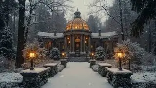 The Center Stands a Graceful Stone on Snowy Winter Night | Dark Classical Academia for Reading