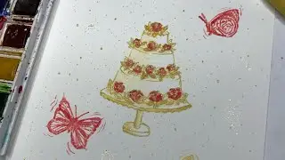 Beautiful Wedding Cake Watercolor ❤️💍💛 (Full Version)