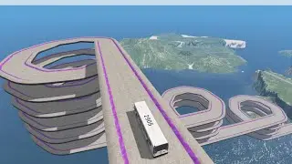 BeamNG.Drive | Cars vs Giant Spiral Loop Bridge - 4k