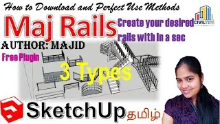 (தமிழ்)Tamil-Maj Rail New Plugin for Sketchup for Creating Beautiful Railings