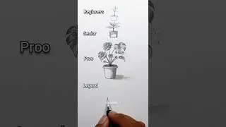 How to draw a plant with pot☘️🌴😱#drawing #youtubeshorts #shorts #viral #trending #&lrm;@ArtwithBir_9