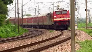 Rare Sight in Indian Railways.. WAP4 22415 AP AC Express lashes past Banchari curve at 130 km/hr.!!