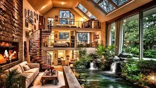 Cozy Luxury Cabin Ambience 🍂 Relaxing Rain & Fireplace Sounds for Deep Sleep
