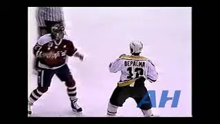 NHL Mar. 15, 1994 Larry DePalma,PIT v Craig Berube,WSH Pittsburgh Penguins Washington Capitals