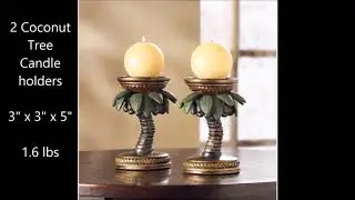 Palm tree table lamp and candleholders set