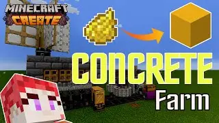 Easy Peasy CONCRETE FARM. Turn Dye into Concrete! A semi-automatic Minecraft Create Mod Tutorial.
