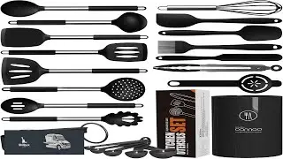 oannao Large Silicone Cooking Utensils Set Heat Resistant Kitchen Utensils