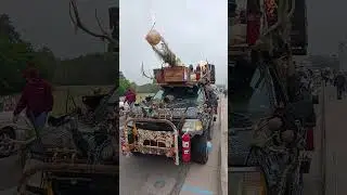 Art Car Gretapocalypse on fire, Artocade Art Car Parade Trinidad Colorado 2023