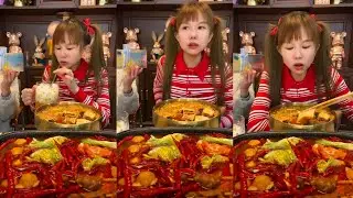 ASMR Extreme Spicy Hot Pot Mukbang Red Chili Malatang Challenge Chinese Street Food Eating Show