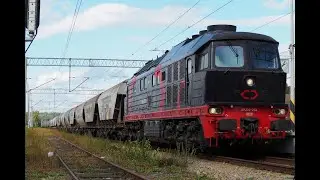 Diesel power BR232-253 Cargounit z zboż&oacute;wkami odjeżdża z Żor + RP1