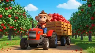 Funny Farm Monkey Driving Tractor 🚜😄 | Cute Animal Cartoon Video for Children 🌈