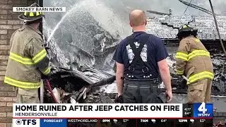 Home destroyed after car catches fire in garage