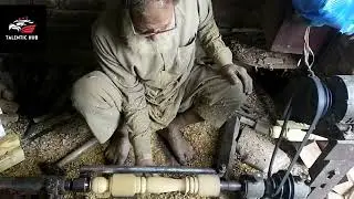 60 years old carpenter Make a wooden table leg | Amazing wood cutting skills|DIY wood work #trending