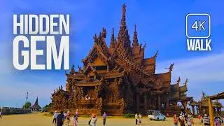 [4K] Pattaya, Thailand 🇹🇭 WALK - Sanctuary of Truth Temple Tour !!!