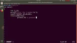 Linux C Program to find the Biggest of 3 Numbers