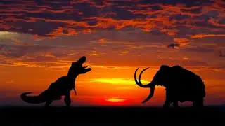 Dinosaur & Mammoth Battle - Cave Art Proof