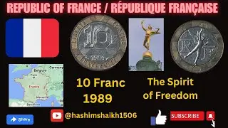 French Republic (Republic of France) REPUBLIQUE FRAN&Ccedil;AISE 10 Franc Bimetallic coin Minted in 1989.