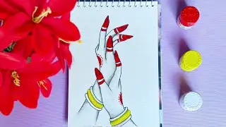 How to draw hands with beautiful bangles #Easysketch || Easy art channel