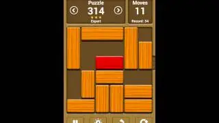 Unblock Me Expert 314 best solution (34 moves)