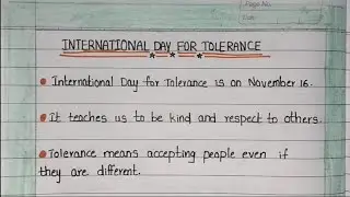 International Day For Tolerance Essay In English|10 Lines On International Day For Tolerance|
