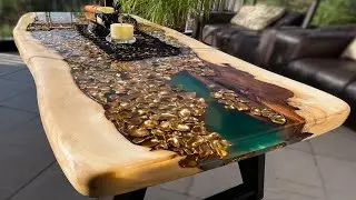 Amazing Crafting A Golden Pebble Table From Wood And Epoxy // Extremely Skillful Woodworking