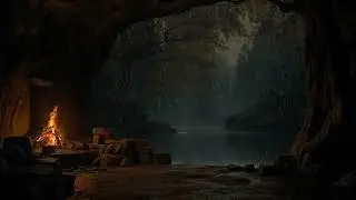 😴🌧️ Cave Rain & Campfire Ambience | Fall Asleep Fast, Deep Sleep & Stress Relief