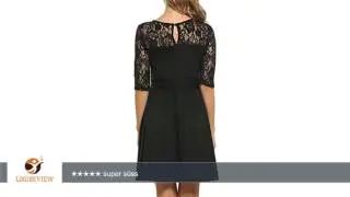 OURS Damen 3/4 &Auml;rmeln Elegant Spitzenkleid Cocktailkleid Ballkleid Partykleid Festlich A Linie