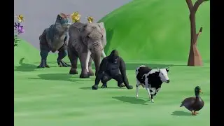 Crossing the Crossing Fountain Transformation with Duck Cow Elephant  Gorilla Dinosaur  T-Rex