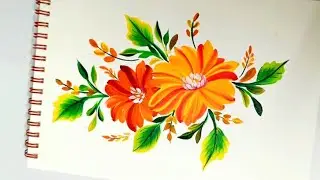 One stroke flower painting for beginners ✨🌺🌿💯 easy relaxing flower painting ❤️#art #flowerpainting