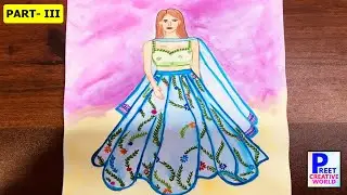 Simple Dresses drawings step by step / Fashion illustration drawing by PREET CREATIVE WORLD(PARTIII)