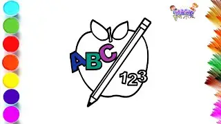 Alphabet number and Apple coloring | How to color Apple #alphabetcoloring  #apple #applecoloring