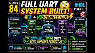 84 ~  VHDL Project : Build Full UART System in VHDL | TX + RX Top Module (Echo Project)